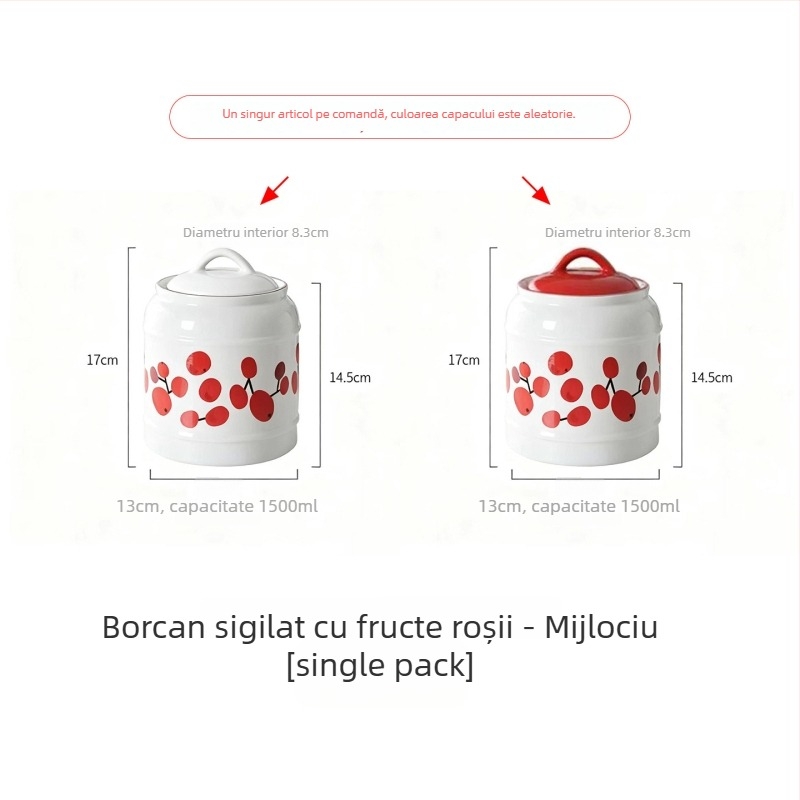 Recipient ceramic pentru depozitarea hranei de pisici și câini | Capac etanș | Dedicat utilizărilor multiple: fructe uscate, bomboane și ceai