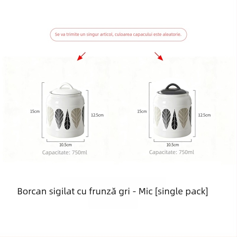 Recipient ceramic pentru depozitarea hranei de pisici și câini | Capac etanș | Dedicat utilizărilor multiple: fructe uscate, bomboane și ceai