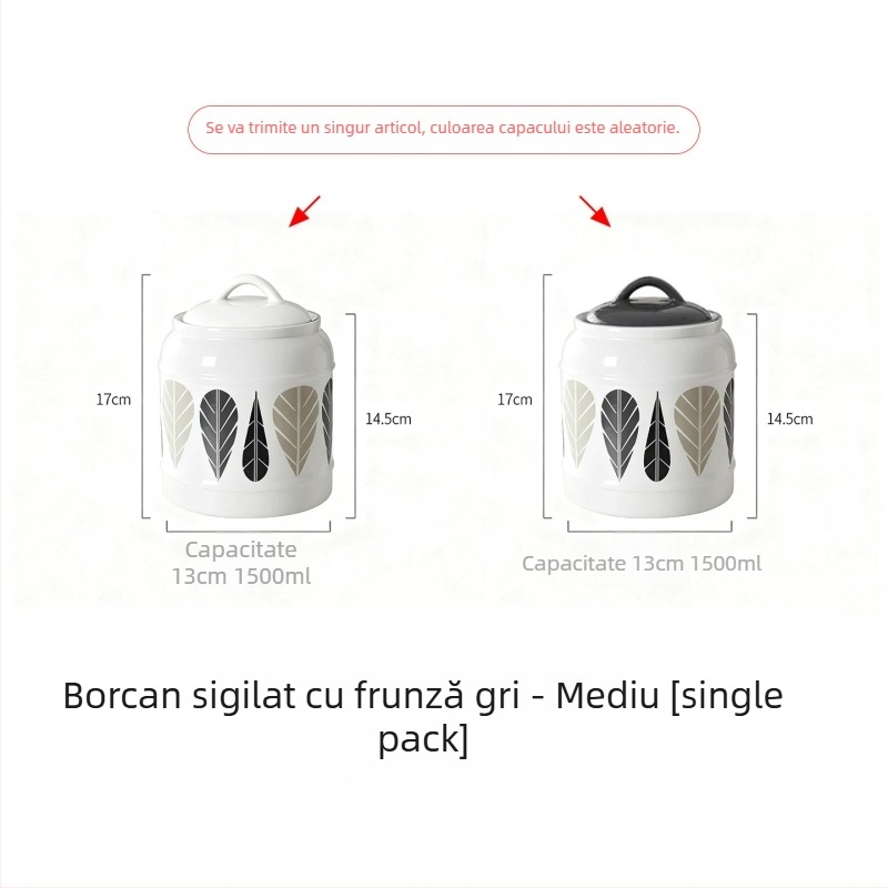 Recipient ceramic pentru depozitarea hranei de pisici și câini | Capac etanș | Dedicat utilizărilor multiple: fructe uscate, bomboane și ceai