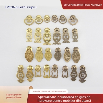 Mâner din alamă pentru ușă de dulap, cu motiv nor-pește, în stil Chinez nou, pentru uși de mobilier și sertare, brand Happy Bronze