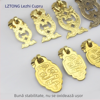 Mâner din alamă pentru ușă de dulap, cu motiv nor-pește, în stil Chinez nou, pentru uși de mobilier și sertare, brand Happy Bronze