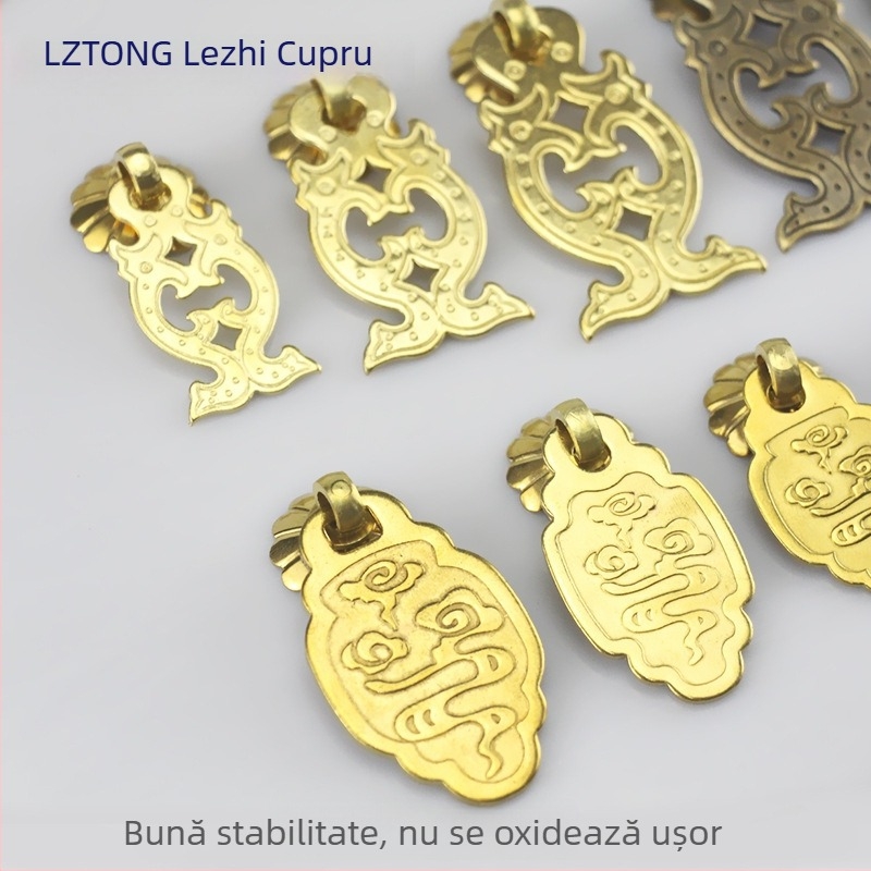 Mâner din alamă pentru ușă de dulap, cu motiv nor-pește, în stil Chinez nou, pentru uși de mobilier și sertare, brand Happy Bronze