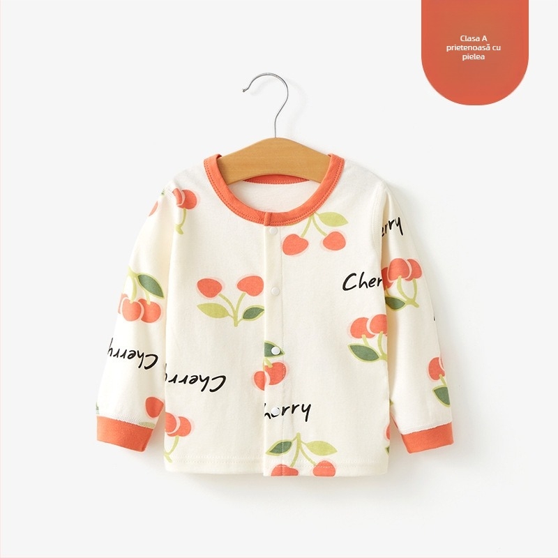 Top termic de bază din bumbac unisex pentru copii 1–3 ani, guler rotund, tratament moale, 100% bumbac, primăvară-toamnă-iarnă