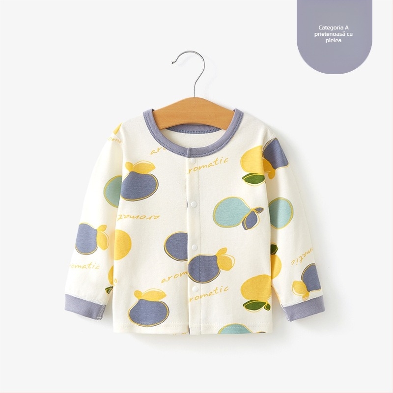 Top termic de bază din bumbac unisex pentru copii 1–3 ani, guler rotund, tratament moale, 100% bumbac, primăvară-toamnă-iarnă