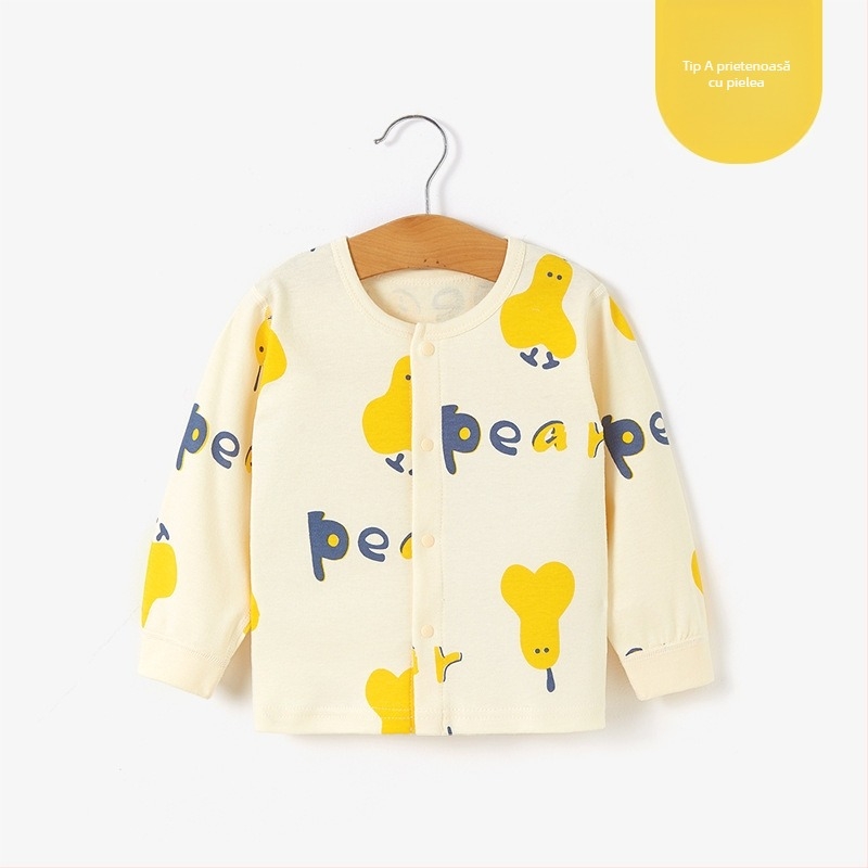 Top termic de bază din bumbac unisex pentru copii 1–3 ani, guler rotund, tratament moale, 100% bumbac, primăvară-toamnă-iarnă