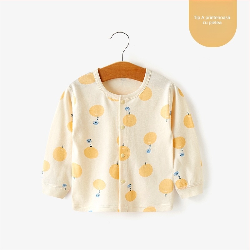 Top termic de bază din bumbac unisex pentru copii 1–3 ani, guler rotund, tratament moale, 100% bumbac, primăvară-toamnă-iarnă