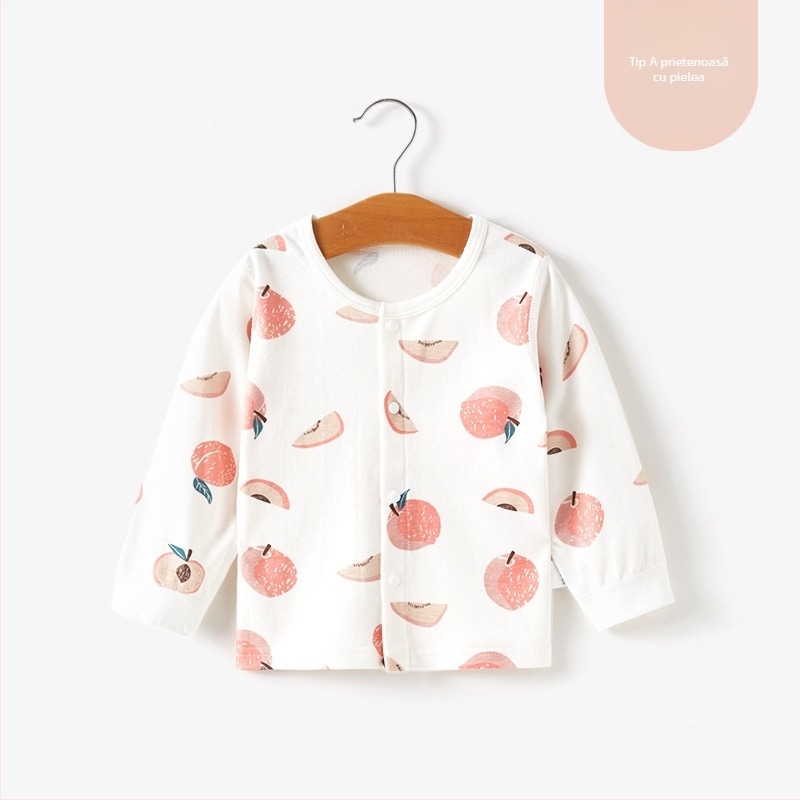 Top termic de bază din bumbac unisex pentru copii 1–3 ani, guler rotund, tratament moale, 100% bumbac, primăvară-toamnă-iarnă