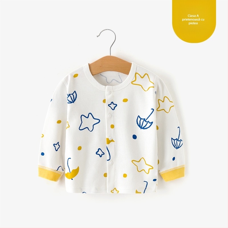 Top termic de bază din bumbac unisex pentru copii 1–3 ani, guler rotund, tratament moale, 100% bumbac, primăvară-toamnă-iarnă