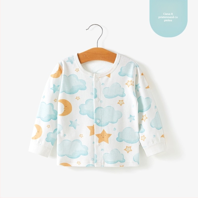 Top termic de bază din bumbac unisex pentru copii 1–3 ani, guler rotund, tratament moale, 100% bumbac, primăvară-toamnă-iarnă