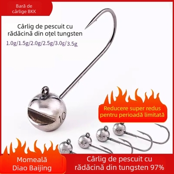 Cârlig de pescuit cu cap de oțel wolfram, fără cârlig, pentru biban negru, anti-încâlcire, pescuit în lac rezervoar