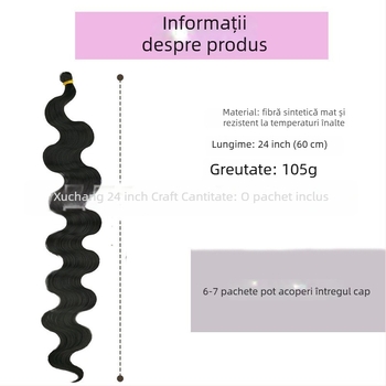 Enhe Body Wave Crochet perucă pentru femei — fibre sintetice rezistente la temperaturi, păr cu volum