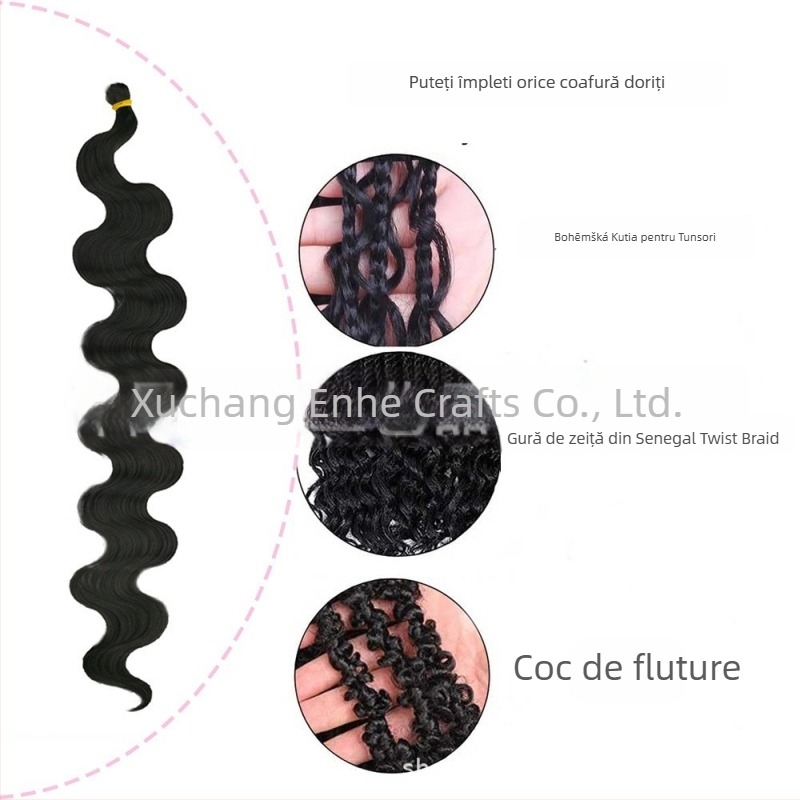 Enhe Body Wave Crochet perucă pentru femei — fibre sintetice rezistente la temperaturi, păr cu volum