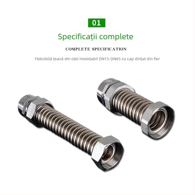 Țeavă ondulată din oțel inoxidabil cu cap de fier pentru aer condiționat central — presiune nominală 1,6, temperatură de funcționare 120°C, model Țeavă ondulată cu cap de fier