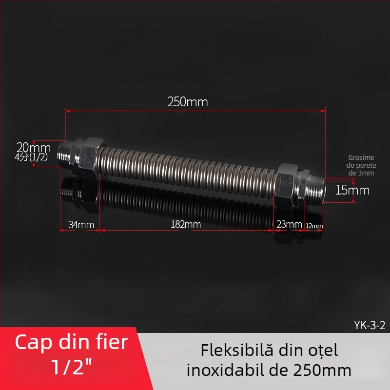 Țeavă ondulată din oțel inoxidabil cu cap de fier pentru aer condiționat central — presiune nominală 1,6, temperatură de funcționare 120°C, model Țeavă ondulată cu cap de fier