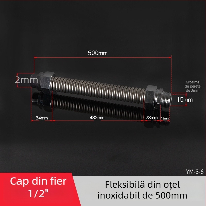 Țeavă ondulată din oțel inoxidabil cu cap de fier pentru aer condiționat central — presiune nominală 1,6, temperatură de funcționare 120°C, model Țeavă ondulată cu cap de fier