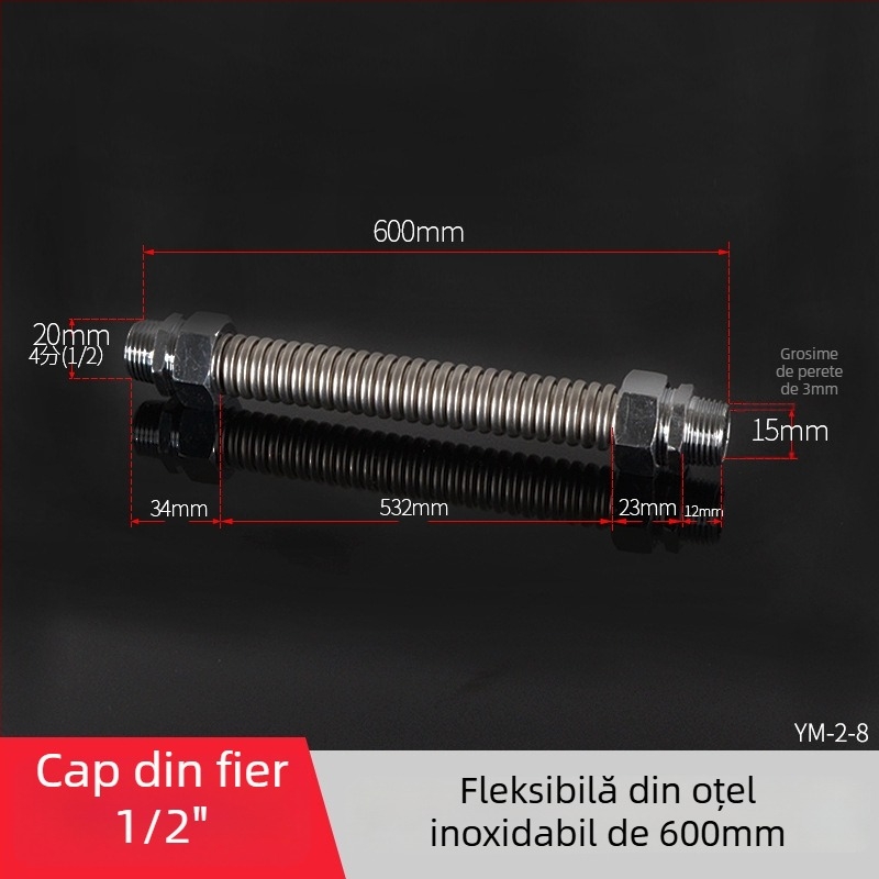 Țeavă ondulată din oțel inoxidabil cu cap de fier pentru aer condiționat central — presiune nominală 1,6, temperatură de funcționare 120°C, model Țeavă ondulată cu cap de fier