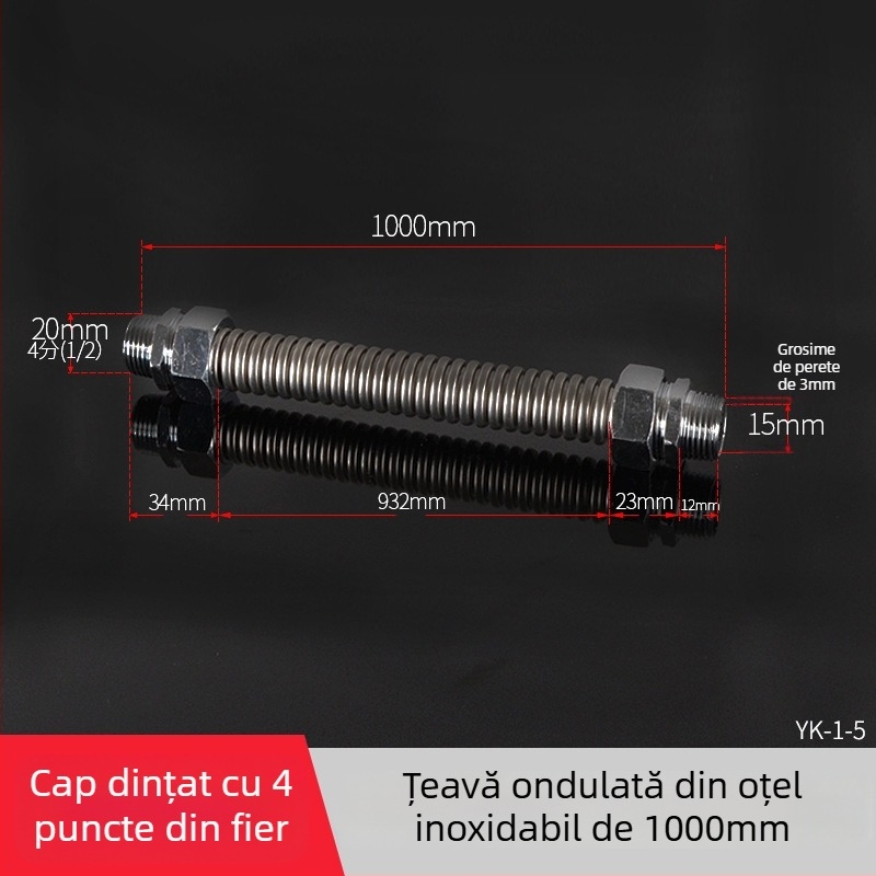 Țeavă ondulată din oțel inoxidabil cu cap de fier pentru aer condiționat central — presiune nominală 1,6, temperatură de funcționare 120°C, model Țeavă ondulată cu cap de fier
