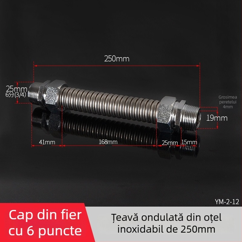 Țeavă ondulată din oțel inoxidabil cu cap de fier pentru aer condiționat central — presiune nominală 1,6, temperatură de funcționare 120°C, model Țeavă ondulată cu cap de fier