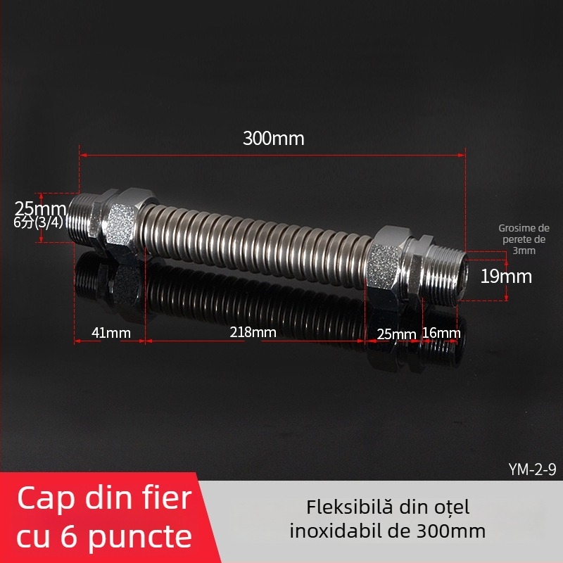 Țeavă ondulată din oțel inoxidabil cu cap de fier pentru aer condiționat central — presiune nominală 1,6, temperatură de funcționare 120°C, model Țeavă ondulată cu cap de fier