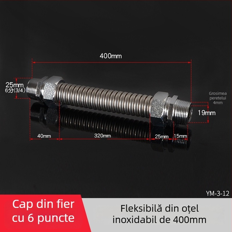Țeavă ondulată din oțel inoxidabil cu cap de fier pentru aer condiționat central — presiune nominală 1,6, temperatură de funcționare 120°C, model Țeavă ondulată cu cap de fier