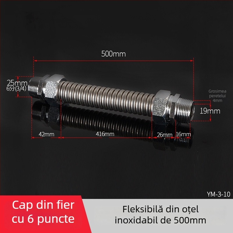 Țeavă ondulată din oțel inoxidabil cu cap de fier pentru aer condiționat central — presiune nominală 1,6, temperatură de funcționare 120°C, model Țeavă ondulată cu cap de fier