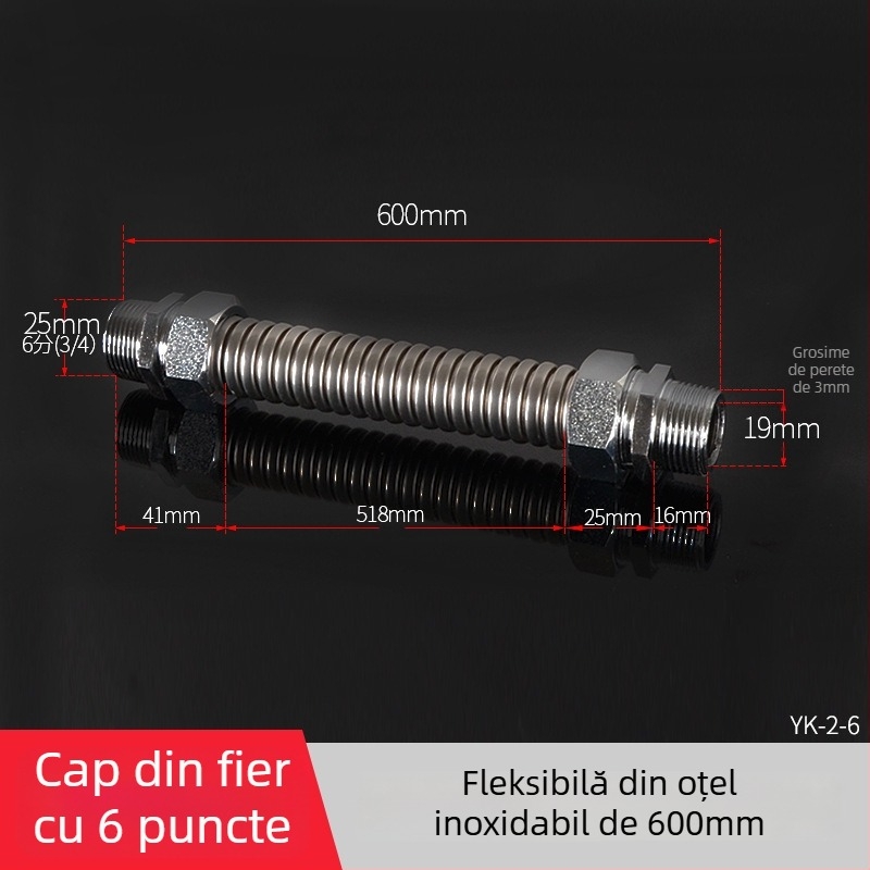 Țeavă ondulată din oțel inoxidabil cu cap de fier pentru aer condiționat central — presiune nominală 1,6, temperatură de funcționare 120°C, model Țeavă ondulată cu cap de fier