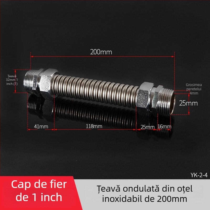 Țeavă ondulată din oțel inoxidabil cu cap de fier pentru aer condiționat central — presiune nominală 1,6, temperatură de funcționare 120°C, model Țeavă ondulată cu cap de fier