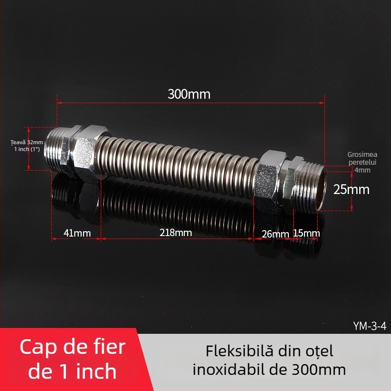 Țeavă ondulată din oțel inoxidabil cu cap de fier pentru aer condiționat central — presiune nominală 1,6, temperatură de funcționare 120°C, model Țeavă ondulată cu cap de fier