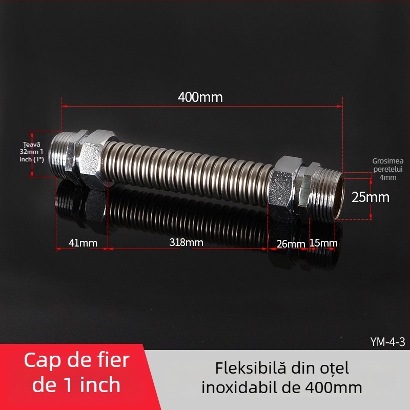 Țeavă ondulată din oțel inoxidabil cu cap de fier pentru aer condiționat central — presiune nominală 1,6, temperatură de funcționare 120°C, model Țeavă ondulată cu cap de fier