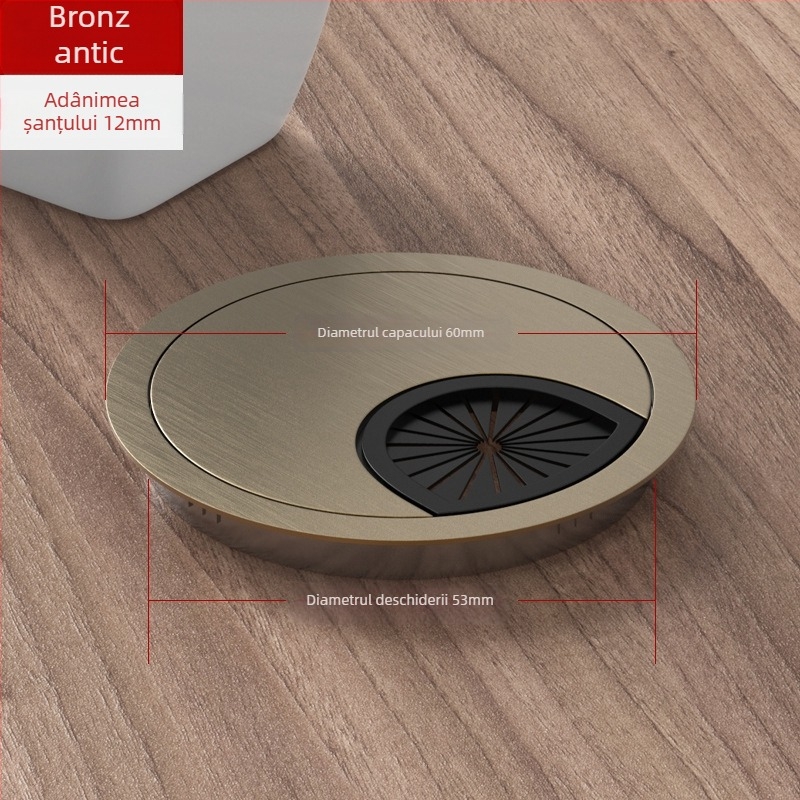 Capac pentru gaura de cablu birou – aliaj zinciu, model 006, Tai Yanchen, pentru birou și birou de calculator, stil chinez nou