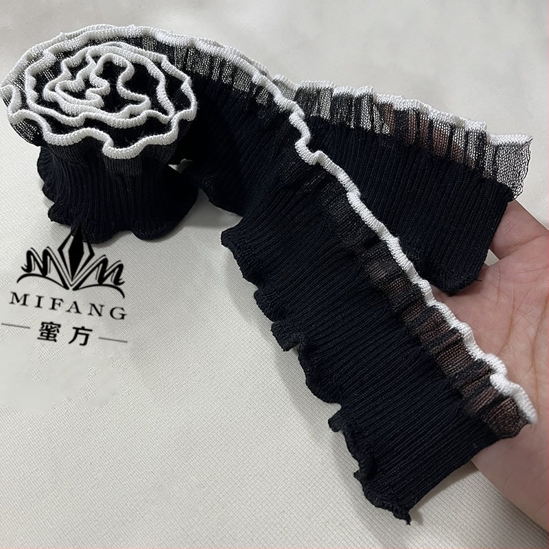 Accesoriu pentru guler și manșete din dantelă elastică, design primăvară-toamnă, bumbac cu căptușeală mercerizată, brand Honey Recipe, primăvara 2025