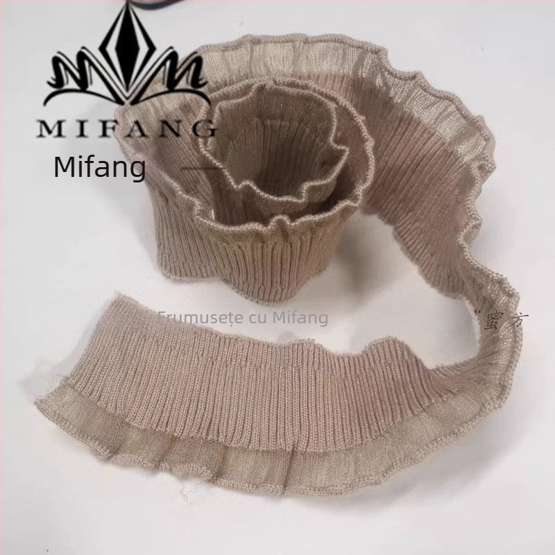 Accesoriu pentru guler și manșete din dantelă elastică, design primăvară-toamnă, bumbac cu căptușeală mercerizată, brand Honey Recipe, primăvara 2025