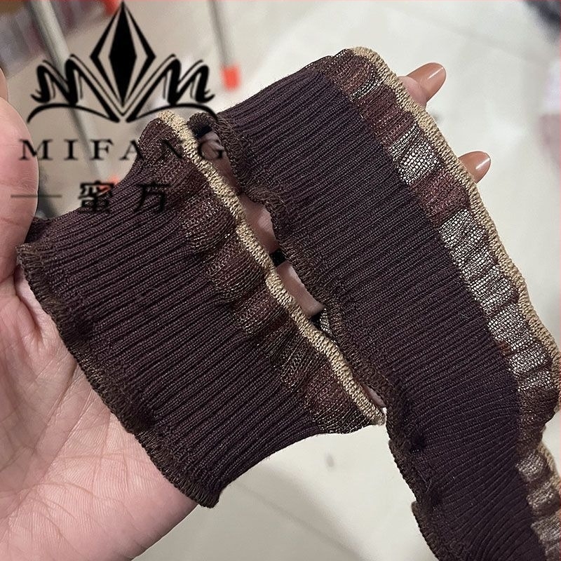 Accesoriu pentru guler și manșete din dantelă elastică, design primăvară-toamnă, bumbac cu căptușeală mercerizată, brand Honey Recipe, primăvara 2025
