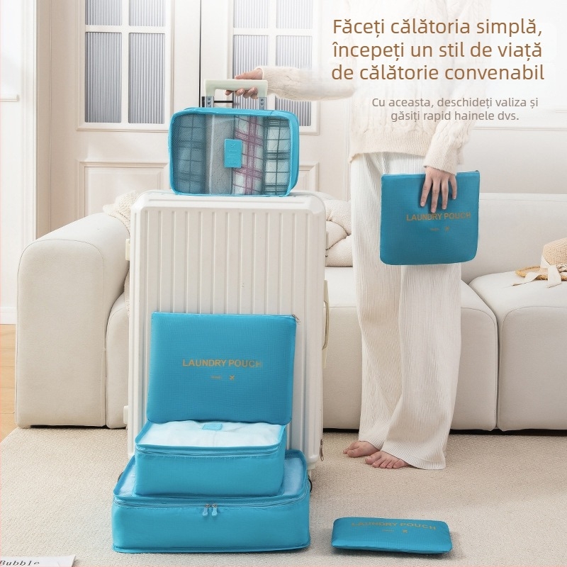 Set de 6 piese pentru organizare în călătorii, cutie cub Oxford, multifuncțional, pentru lenjerie, cosmetică și haine