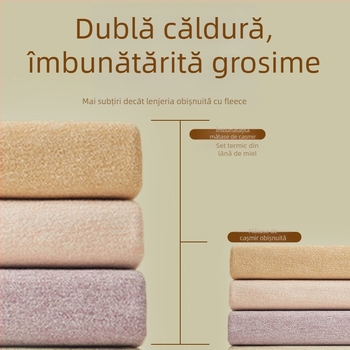 Pantaloni termici cu fleece pe interior, talie înaltă, dublu strat, poliester cationic, 90–95% poliester, grosime 251–300 g/m²