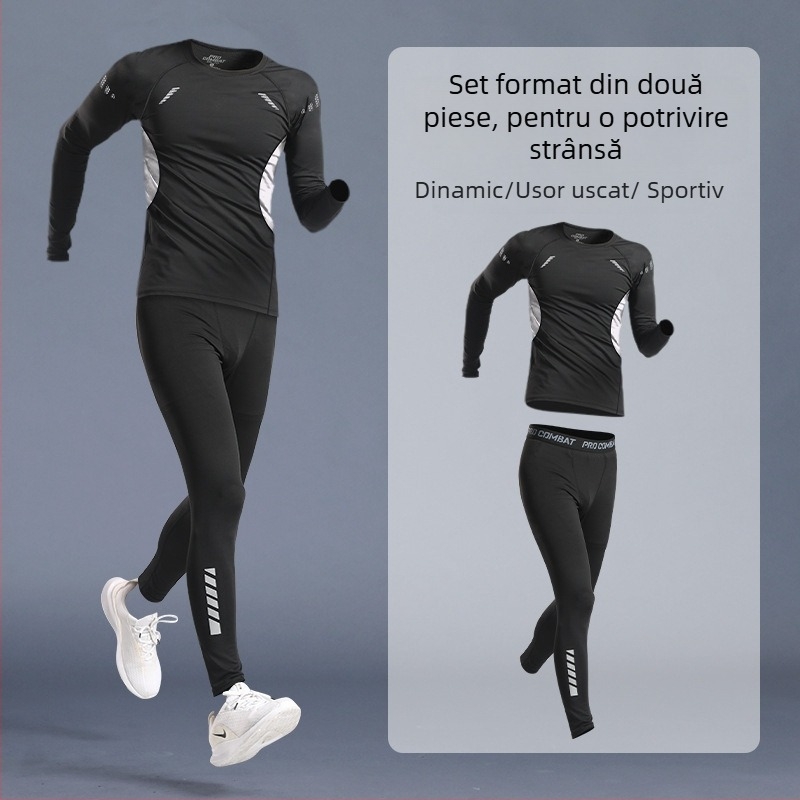 Gold ship Set de compresie sport pentru bărbați și femei – uscare rapidă, înaltă elastitate; poliester 95% / spandex 5% pentru vară