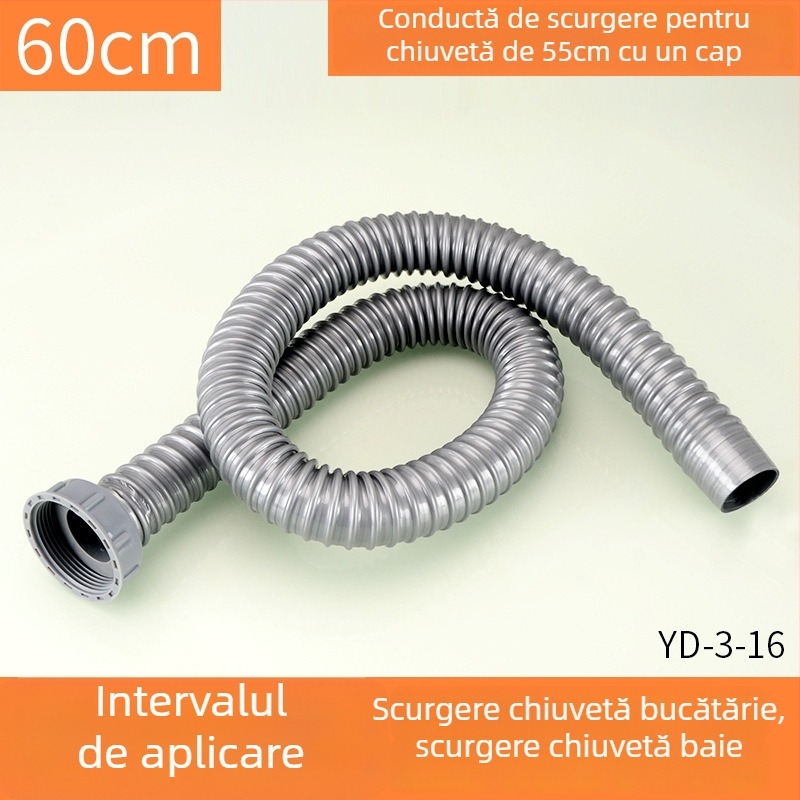 Țeavă din plastic pentru scurgerea la chiuvetă, formă S, tip trage, stil modern și simplu, personalizare disponibilă