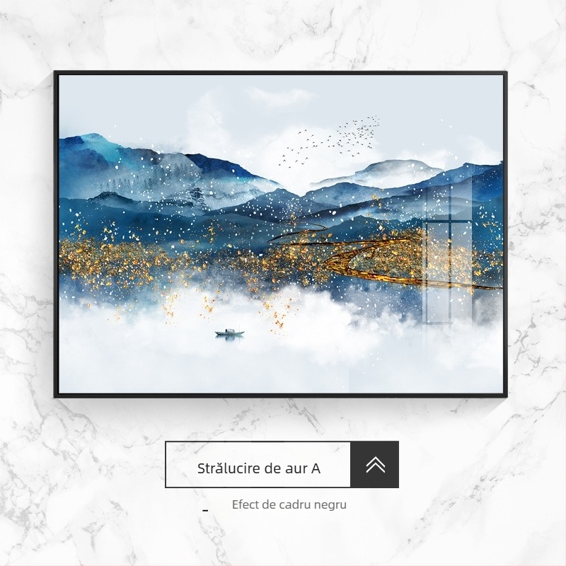 Pictură decorativă pentru cutia de contoare electrice, peisaj, atârnat, ramă din aliaj de aluminiu, pictură din porțelan cristal, stil chinezesc nou