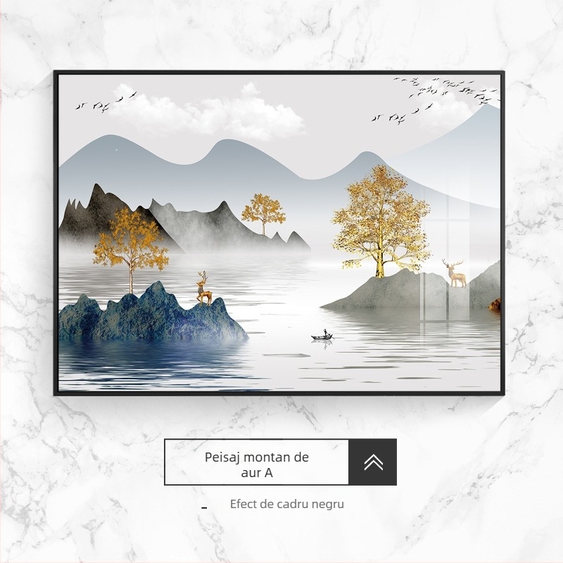 Pictură decorativă pentru cutia de contoare electrice, peisaj, atârnat, ramă din aliaj de aluminiu, pictură din porțelan cristal, stil chinezesc nou