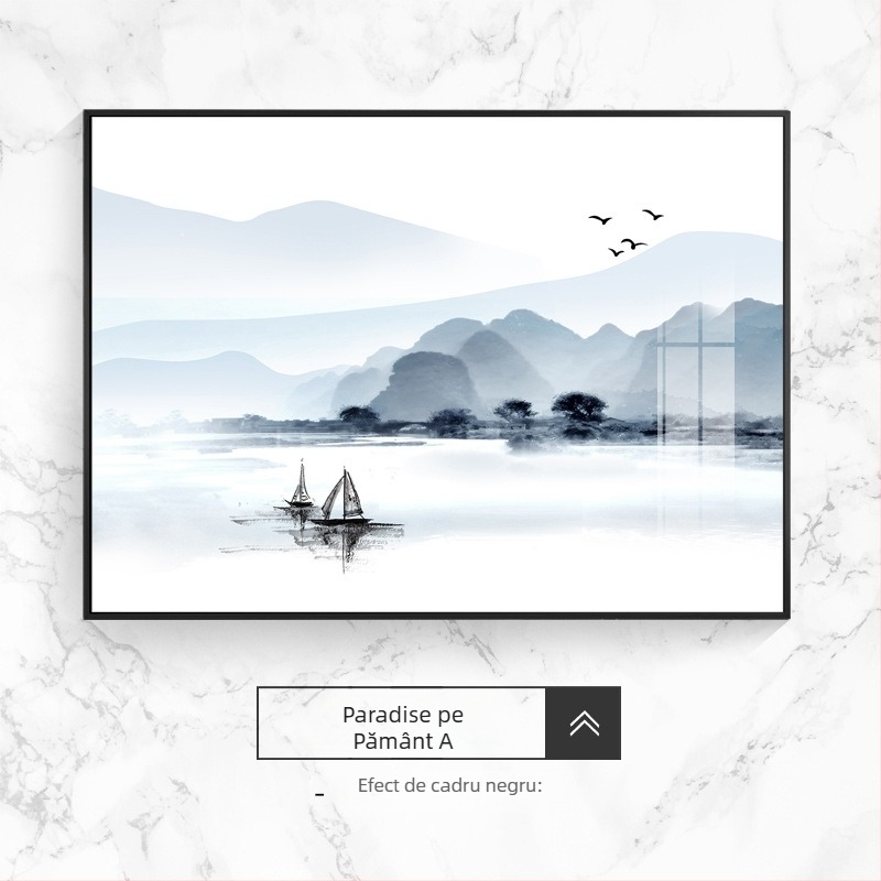 Pictură decorativă pentru cutia de contoare electrice, peisaj, atârnat, ramă din aliaj de aluminiu, pictură din porțelan cristal, stil chinezesc nou