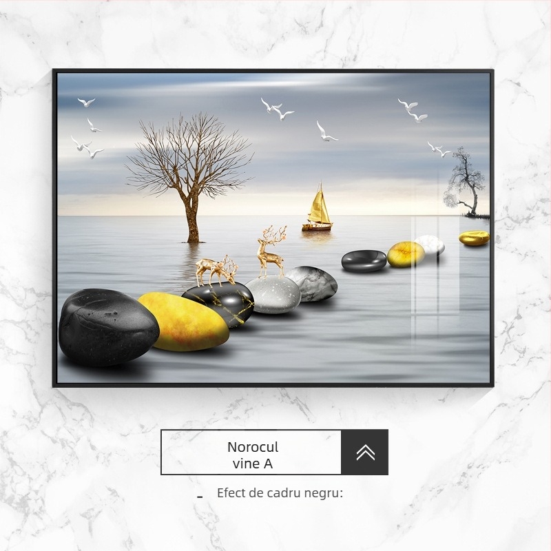 Pictură decorativă pentru cutia de contoare electrice, peisaj, atârnat, ramă din aliaj de aluminiu, pictură din porțelan cristal, stil chinezesc nou