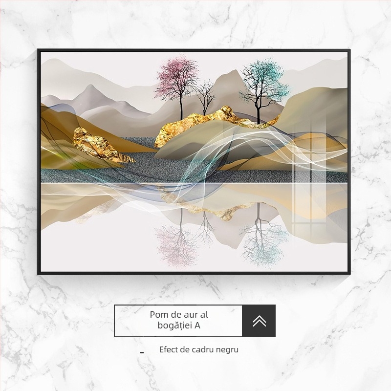 Pictură decorativă pentru cutia de contoare electrice, peisaj, atârnat, ramă din aliaj de aluminiu, pictură din porțelan cristal, stil chinezesc nou