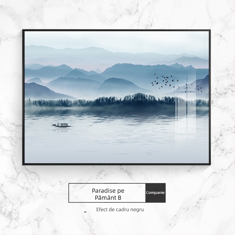 Pictură decorativă pentru cutia de contoare electrice, peisaj, atârnat, ramă din aliaj de aluminiu, pictură din porțelan cristal, stil chinezesc nou