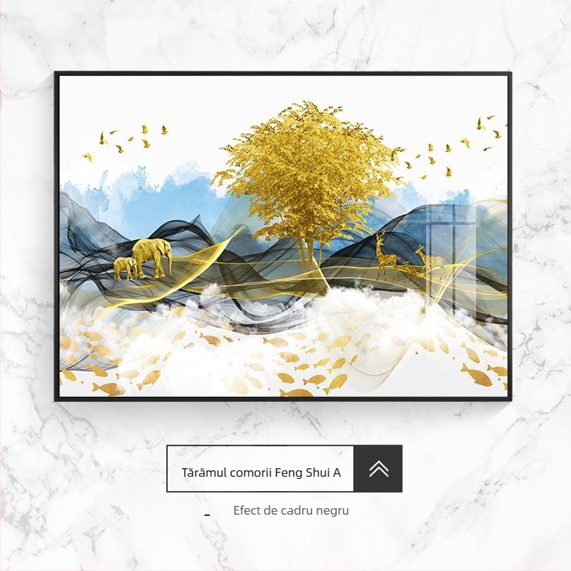 Pictură decorativă pentru cutia de contoare electrice, peisaj, atârnat, ramă din aliaj de aluminiu, pictură din porțelan cristal, stil chinezesc nou