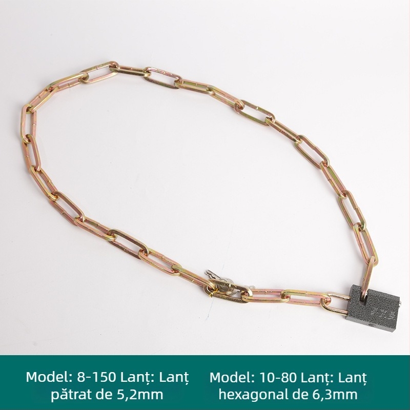 Oakman Lanț de siguranță pentru biciclete și motociclete – lanț din fier pentru uși din sticlă și exterior, personalizabil, stil modern