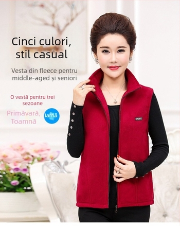 Vesta tricot fleece pentru femei — stil coreean, urban leisure, 100% poliester, amestec fibre chimice, fără glugă