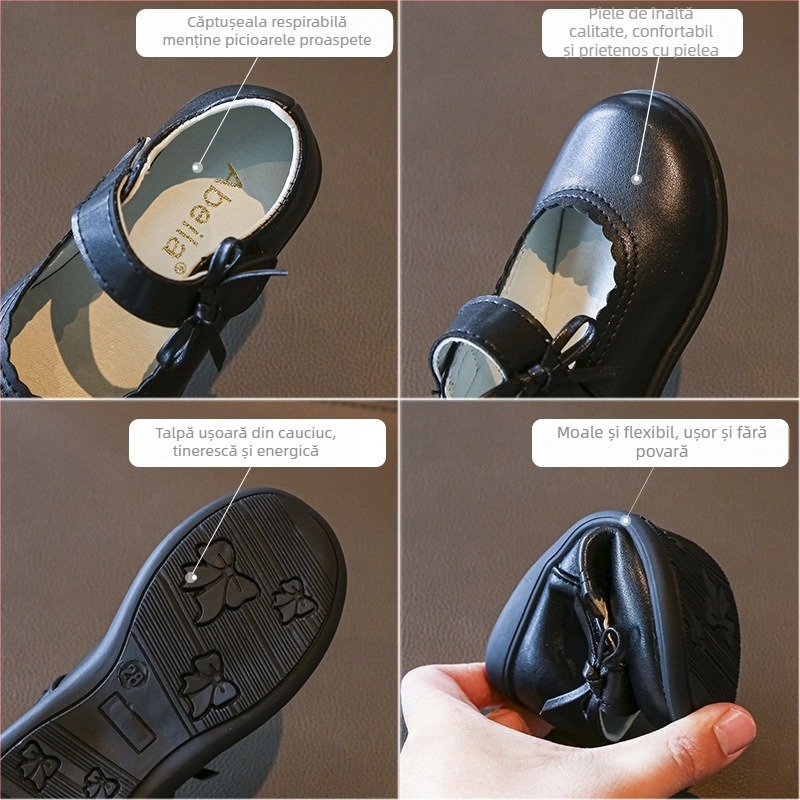 Abela Pantofi pentru fete – Piele sintetică, închidere cu Velcro, talpă din cauciuc, respirabili, anti-derapare