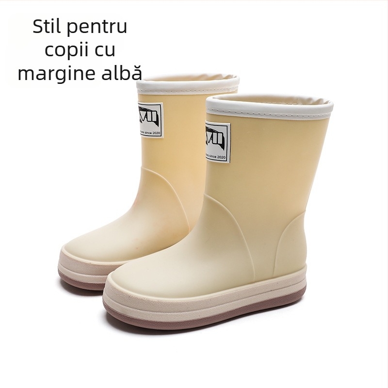Cizme de ploaie, partea superioară din PVC, talpă plată, model monocrom, unisex