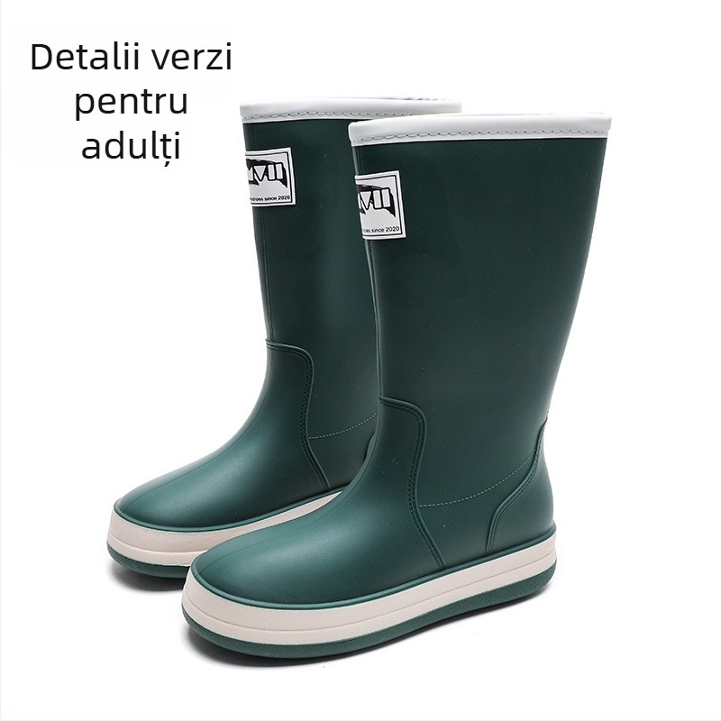 Cizme de ploaie, partea superioară din PVC, talpă plată, model monocrom, unisex