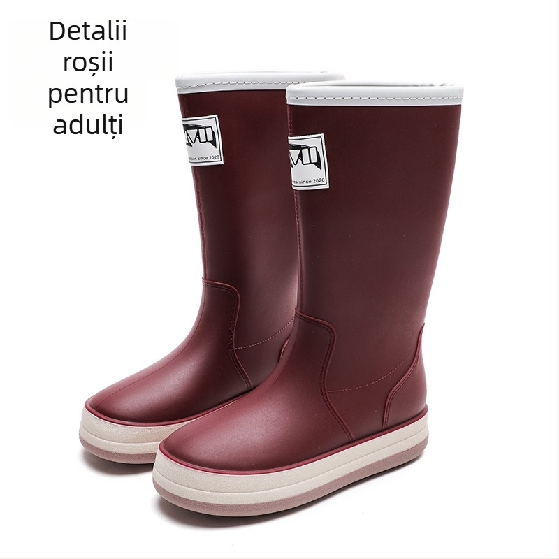 Cizme de ploaie, partea superioară din PVC, talpă plată, model monocrom, unisex